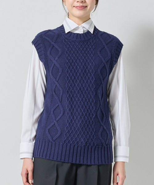 美品✨ 24AW✨ナゴンスタンス アシンメトリー ケーブル ニット ベスト M 美品 nagonstans ナゴンスタンス アシンメトリーオープンニットベスト