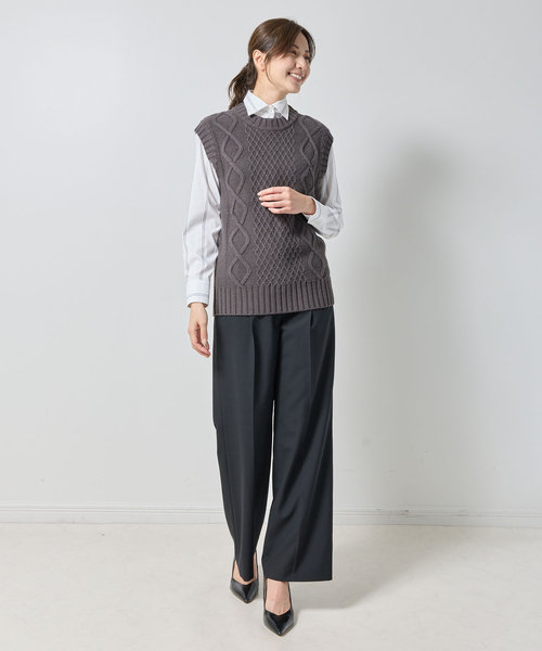 NARACAMICIE（ナラカミーチェ）の「【NARACAMICIE】ケーブルニットベスト（ベスト・レディース・グレー/ホワイト/ネイビー・M/XL）」の16枚目の写真