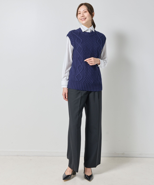 NARACAMICIE（ナラカミーチェ）の「【NARACAMICIE】ケーブルニットベスト（ベスト・レディース・グレー/ホワイト/ネイビー・M/XL）」の17枚目の写真