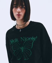 SHINE BUTTERFLY SWEATSHIRT_BLACK GREEN