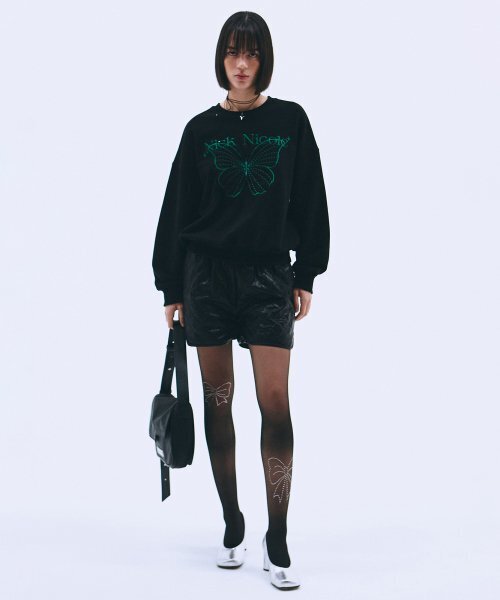 NICK&NICOLE（ニックアンドニコール）の「SHINE BUTTERFLY SWEATSHIRT_BLACK GREEN（スウェット・レディース・その他・FREE）」の3枚目の写真