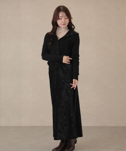 Lace Ladies(レースレディース)の「ソリッドカラー ハイネック リブ ニット カーディガン(カーディガン/ボレロ・レディース・チャコールグレー/ブラック/アイボリー/ブラウン・FREE)」の13枚目の写真