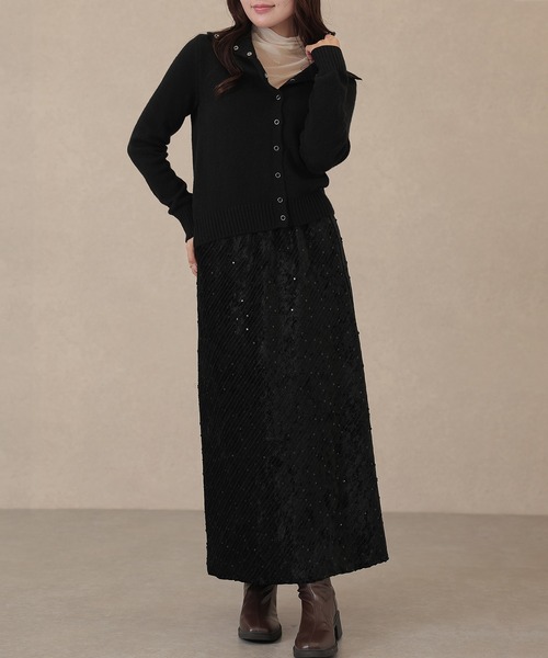 Lace Ladies(レースレディース)の「ソリッドカラー ハイネック リブ ニット カーディガン(カーディガン/ボレロ・レディース・チャコールグレー/ブラック/アイボリー/ブラウン・FREE)」の16枚目の写真