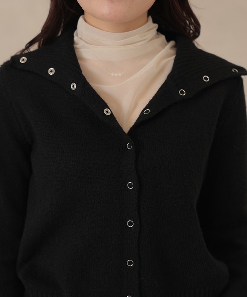Lace Ladies(レースレディース)の「ソリッドカラー ハイネック リブ ニット カーディガン(カーディガン/ボレロ・レディース・チャコールグレー/ブラック/アイボリー/ブラウン・FREE)」の18枚目の写真