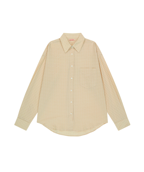 VANONE ATELIER(バノンアトリエ)の「A3513 リンクルチェックシャツ_Sandy yellow(シャツ/ブラウス・レディース・イエロー・FREE)」の2枚目の写真