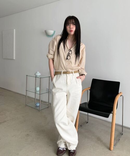 VANONE ATELIER(バノンアトリエ)の「A3513 リンクルチェックシャツ_Sandy yellow(シャツ/ブラウス・レディース・イエロー・FREE)」の5枚目の写真
