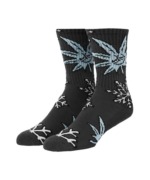 HUF(ハフ)の「GREEN BUDDY SNOWFLAKES SOCKS(ソックス/靴下・メンズ・ホワイト/ブラック・O/S)」の2枚目の写真