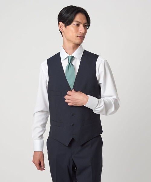 green label relaxing(グリーンレーベルリラクシング)の「コットン シャドーストライプ クレリック ワイドカラー ドレスシャツ -イージーアイロン-(ビジネスシャツ・メンズ・ホワイト/ライトブルー・43cm/42cm/41cm/40cm/39cm/38cm/37cm)」の7枚目の写真