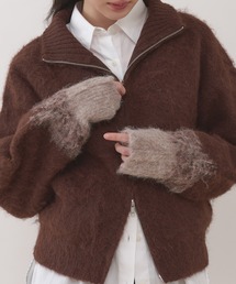 gradation sleeve driver zip knit / グラデーションドライバーズニット