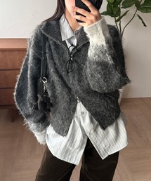 gradation sleeve driver zip knit / グラデーションドライバーズニット