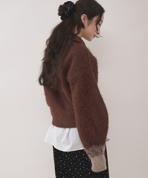 MUHET（ミュエータ）の「gradation sleeve driver zip knit / グラデーションドライバーズニット（カーディガン/ボレロ・レディース・チャコールグレー/ブラウン・FREE）」の16枚目の写真