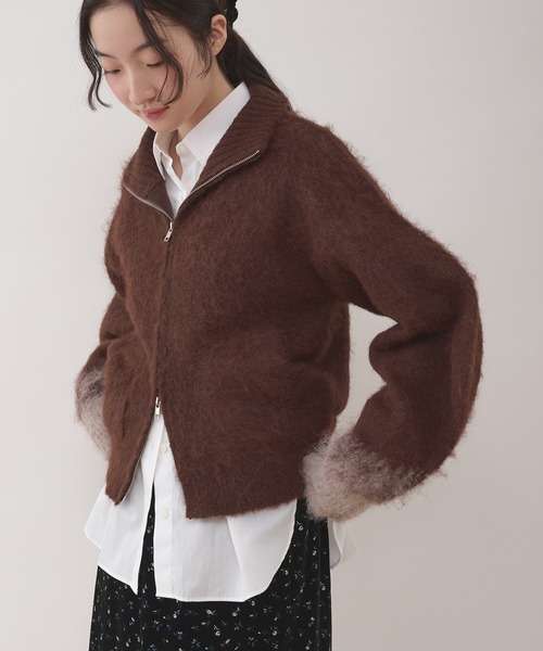 MUHET（ミュエータ）の「gradation sleeve driver zip knit / グラデーションドライバーズニット（カーディガン/ボレロ・レディース・チャコールグレー/ブラウン・FREE）」の14枚目の写真
