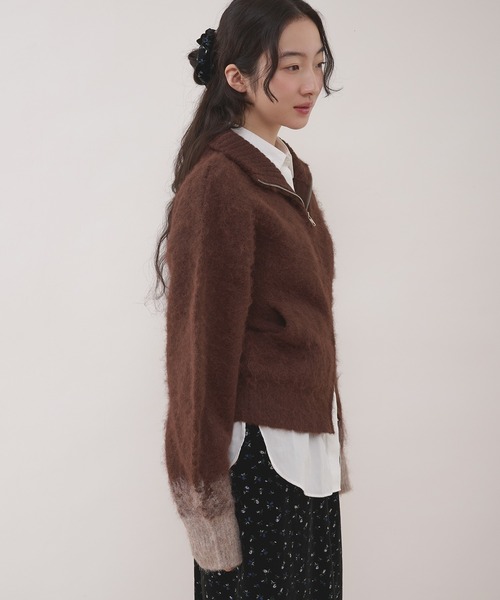 MUHET（ミュエータ）の「gradation sleeve driver zip knit / グラデーションドライバーズニット（カーディガン/ボレロ・レディース・チャコールグレー/ブラウン・FREE）」の15枚目の写真