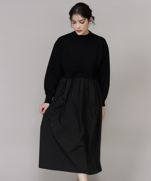 INED（イネド）の「布帛ドッキングハイネックワンピース（ワンピース・レディース・ブラウン/ブラック・9号）」の15枚目の写真