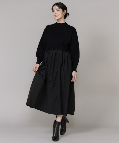 INED（イネド）の「布帛ドッキングハイネックワンピース（ワンピース・レディース・ブラウン/ブラック・9号）」の17枚目の写真