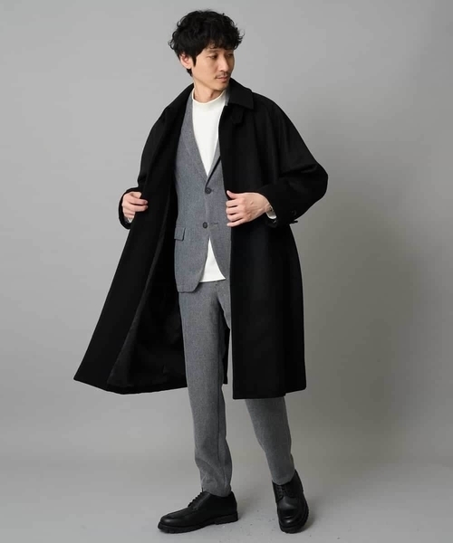 a.v.v(アーヴェヴェ)の「ワイドシルエットステンカラーコート(ステンカラーコート・メンズ・グレー/ブラック・48/46)」の13枚目の写真