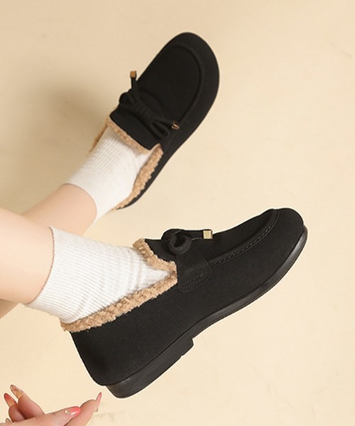 SallyLunn（サリーラン）の「ボアモカシンシューズ（モカシン/デッキシューズ・レディース・ブラック/ベージュ・23.5/24/24.5）」の8枚目の写真