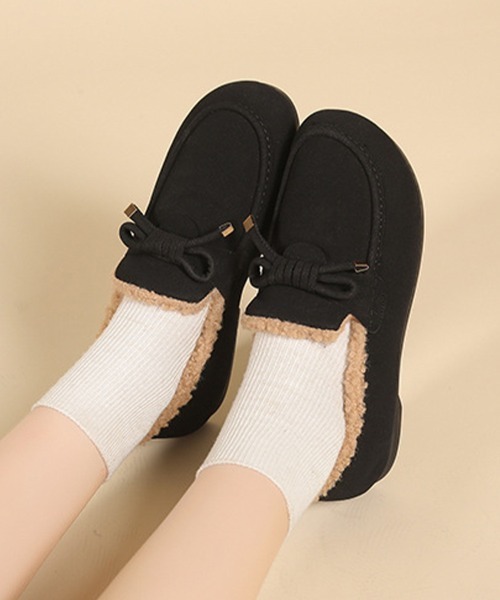 SallyLunn（サリーラン）の「ボアモカシンシューズ（モカシン/デッキシューズ・レディース・ブラック/ベージュ・23.5/24/24.5）」の7枚目の写真