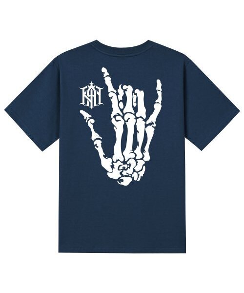 KAN6312(カン6312)の「KTN0095 ハンドスカル半袖Tシャツ - ネイビー(Tシャツ/カットソー・メンズ・その他・SMALL/MEDIUM/LARGE/X-LARGE)」の1枚目の写真