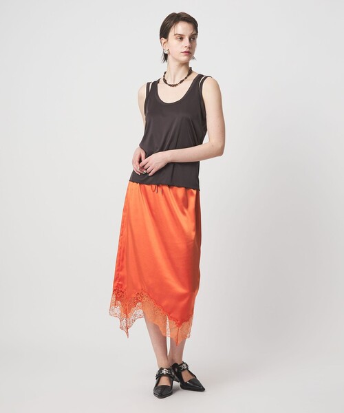 ASTRAET（アストラット）の「＜ASTRAET＞サテン スソレース スカート（スカート・レディース・オレンジ/ブラック・FREE）」の18枚目の写真