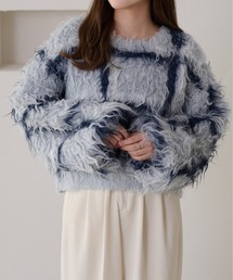 【apres jour clair】チェックシャギーニット