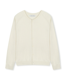 CREW NECK RELAXED SHORT CARDIGAN IVORY