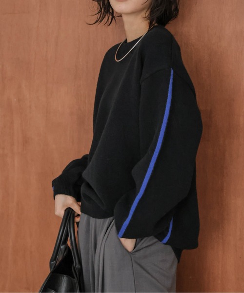 AMELY(エミリー)の「配色ライン クルーネック ニットプルオーバー(ニット/セーター・レディース・ブラウン/グレー/アイボリー/ブラック・フリー)」の14枚目の写真