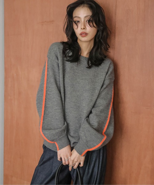 AMELY(エミリー)の「配色ライン クルーネック ニットプルオーバー(ニット/セーター・レディース・ブラウン/グレー/アイボリー/ブラック・フリー)」の19枚目の写真