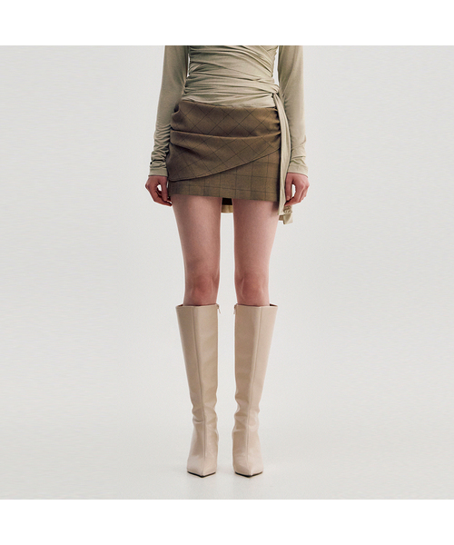 Drape Layered Mini Skirt _ BROWN