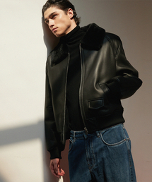 VERDEMAR（ベルデマール）の「Minimal Shearling Bomber Jumper_Black（ムートンコート）」