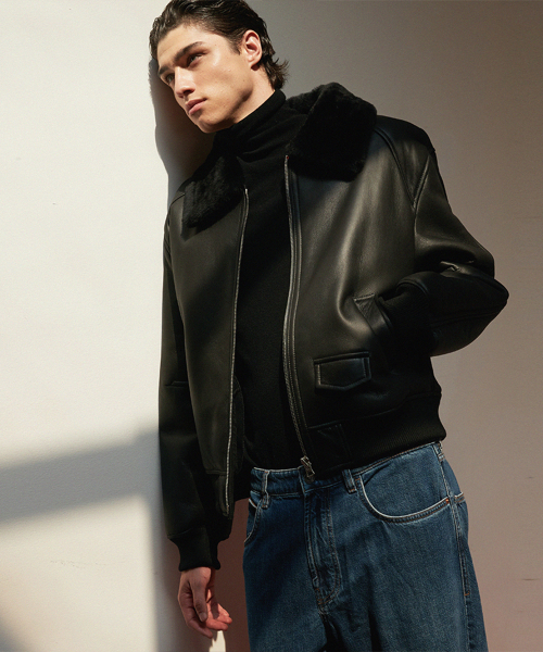VERDEMAR(ベルデマール)の「Minimal Shearling Bomber Jumper_Black(ムートンコート・メンズ・その他・MEDIUM/LARGE/SMALL)」の1枚目の写真