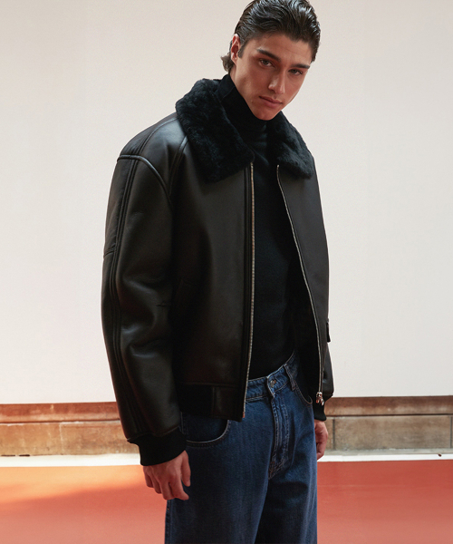 VERDEMAR(ベルデマール)の「Minimal Shearling Bomber Jumper_Black(ムートンコート・メンズ・その他・MEDIUM/LARGE/SMALL)」の5枚目の写真