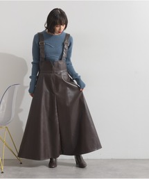 OandI（オーアンドアイ）の「フェイクレサ゛ーシ゛ッフ゜アッフ゜シ゛ャンスカ/ブラック（ジャンパースカート）」