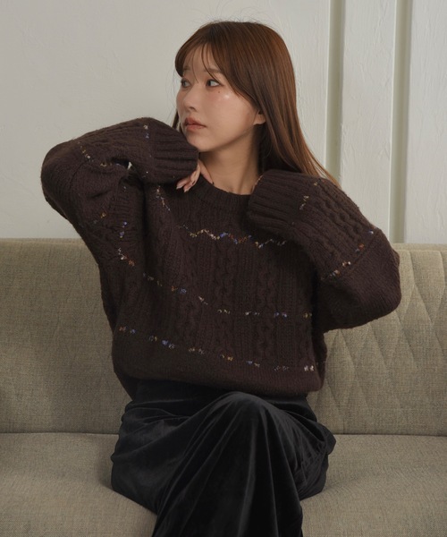 mix stitch accent cable knit / ミックスステッチアクセントケーブル