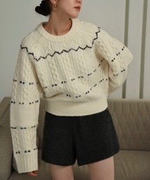 I_am | mix stitch accent cable knit / ミックスステッチアクセントケーブルニット(ニット/セーター)