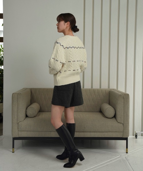 I_am（アイアム）の「mix stitch accent cable knit / ミックスステッチアクセントケーブルニット（ニット/セーター・レディース・ブラウン/アイボリー・FREE）」の8枚目の写真