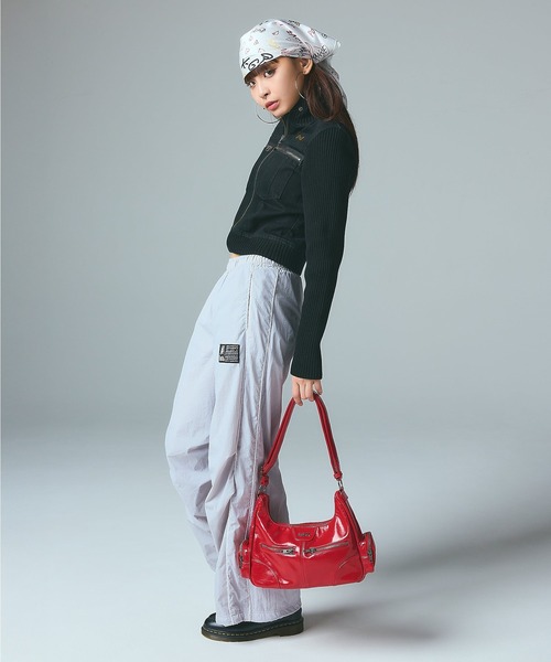 X-girl（エックスガール）の「FACE LABEL TRACK PANTS（その他パンツ・レディース・ライトグレー/ブラック/オリーブ・S/M）」の15枚目の写真