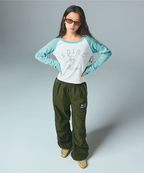 X-girl（エックスガール）の「FACE LABEL TRACK PANTS（その他パンツ・レディース・ライトグレー/ブラック/オリーブ・S/M）」の16枚目の写真