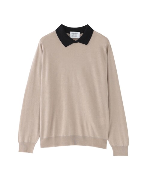 MACKINTOSH PHILOSOPHY(マッキントッシュ フィロソフィー)の「【JOHN SMEDLEY】バイカラーニットポロシャツ(ニット/セーター・レディース・ダークネイビー/ベージュ/ブラック/グレー系その他2・38)」の3枚目の写真