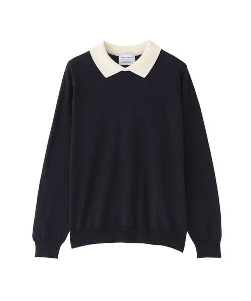 MACKINTOSH PHILOSOPHY(マッキントッシュ フィロソフィー)の「【JOHN SMEDLEY】バイカラーニットポロシャツ(ニット/セーター・レディース・ダークネイビー/ベージュ/ブラック/グレー系その他2・38)」の4枚目の写真