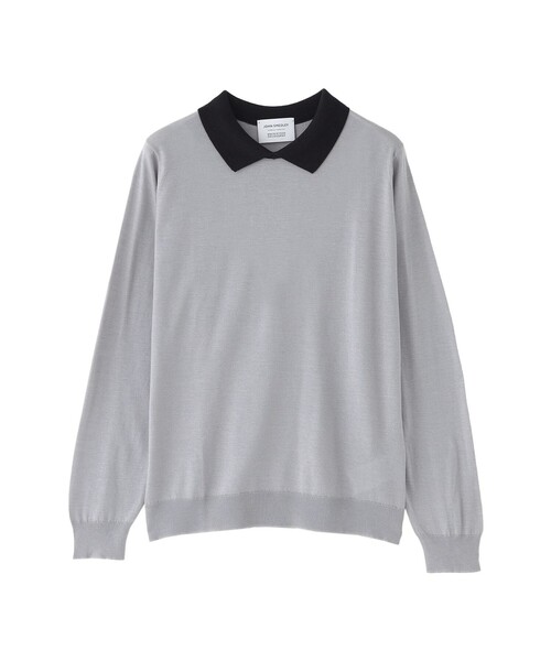 MACKINTOSH PHILOSOPHY(マッキントッシュ フィロソフィー)の「【JOHN SMEDLEY】バイカラーニットポロシャツ(ニット/セーター・レディース・ダークネイビー/ベージュ/ブラック/グレー系その他2・38)」の2枚目の写真