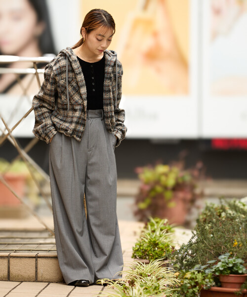 FREAK'S STORE(フリークスストア)の「別注 フード ヘビー ネルシャツ ジャケット(ブルゾン・レディース・ベージュ/グレー/ネイビー・フリ-)」の11枚目の写真