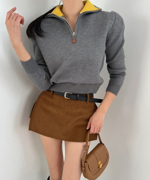 Doula Doula(ドゥーラドゥーラ)の「配色ハーフジップニット(ニット/セーター・レディース・グレー/オフホワイト/ブラック・FREE)」の19枚目の写真