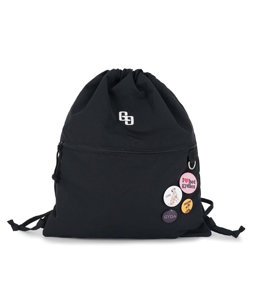 GYDA(ジェイダ)の「GYDA(ジェイダ)ナップサック 缶バッジ付き GY-B444 カジュアル(バックパック/リュック・レディース・ブラック・FREE)」の10枚目の写真