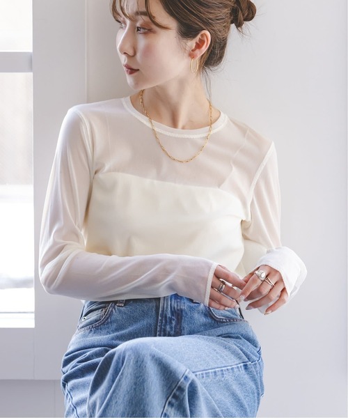 Noble(ノーブル)の「《追加》スキンチュールロングTシャツ(Tシャツ/カットソー・レディース・ブラウン/ホワイト/ブラック・FREE)」の16枚目の写真