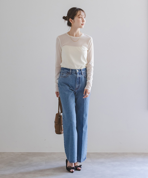 Noble(ノーブル)の「《追加》スキンチュールロングTシャツ(Tシャツ/カットソー・レディース・ブラウン/ホワイト/ブラック・FREE)」の19枚目の写真