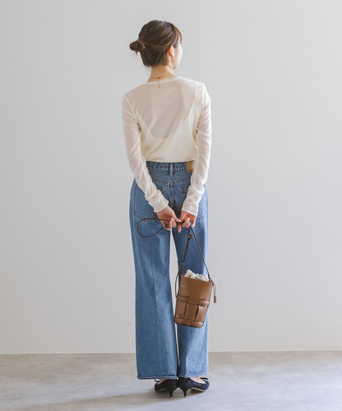 Noble(ノーブル)の「《追加》スキンチュールロングTシャツ(Tシャツ/カットソー・レディース・ブラウン/ホワイト/ブラック・FREE)」の20枚目の写真