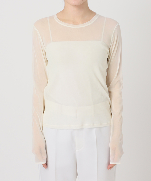 Noble（ノーブル）の「《追加》スキンチュールロングTシャツ（Tシャツ/カットソー・レディース・ブラウン/ホワイト/ブラック・FREE）」の6枚目の写真