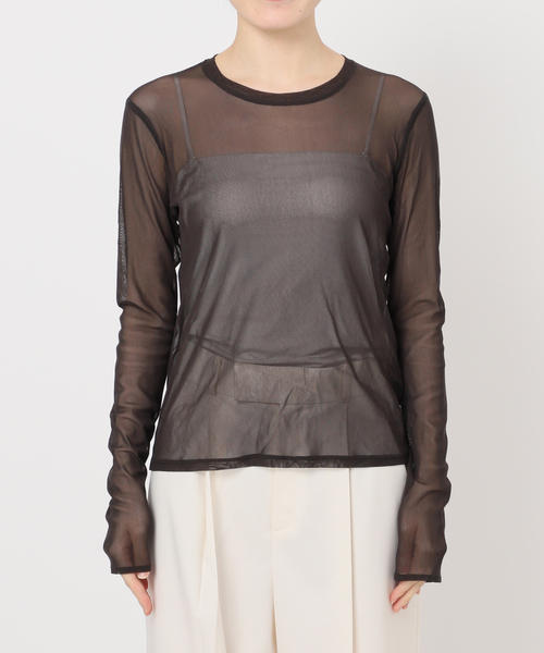 Noble（ノーブル）の「《追加》スキンチュールロングTシャツ（Tシャツ/カットソー・レディース・ブラウン/ホワイト/ブラック・FREE）」の8枚目の写真