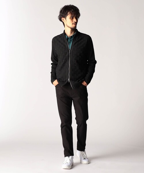 NICOLE CLUB FOR MEN（ニコルクラブフォーメン）の「ブロックチェックニットブルゾン（カーディガン/ボレロ・メンズ・ブルー系/シルバーグレー/ブラック・MEDIUM/LARGE/X-LARGE）」の5枚目の写真